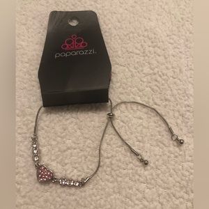 Paparazzi Pink heart/white rhinestones bracelet